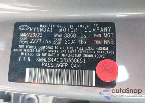 2023 Hyundai Elantra Sel from USA, damaged, VIN KMHLS4AG0PU558651